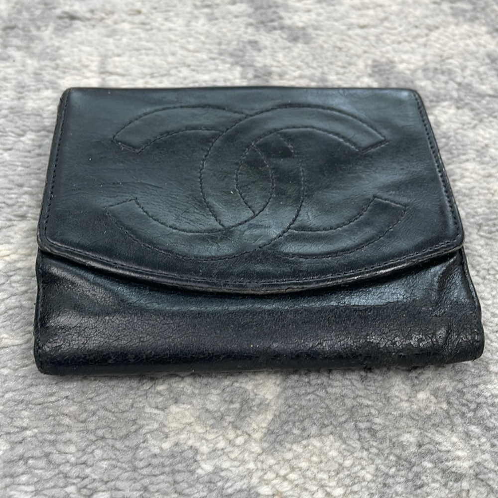 Chanel Caviar Skin Black Leather CC Bifold Compact Wallet Luxury Designer - Picture 3 of 17